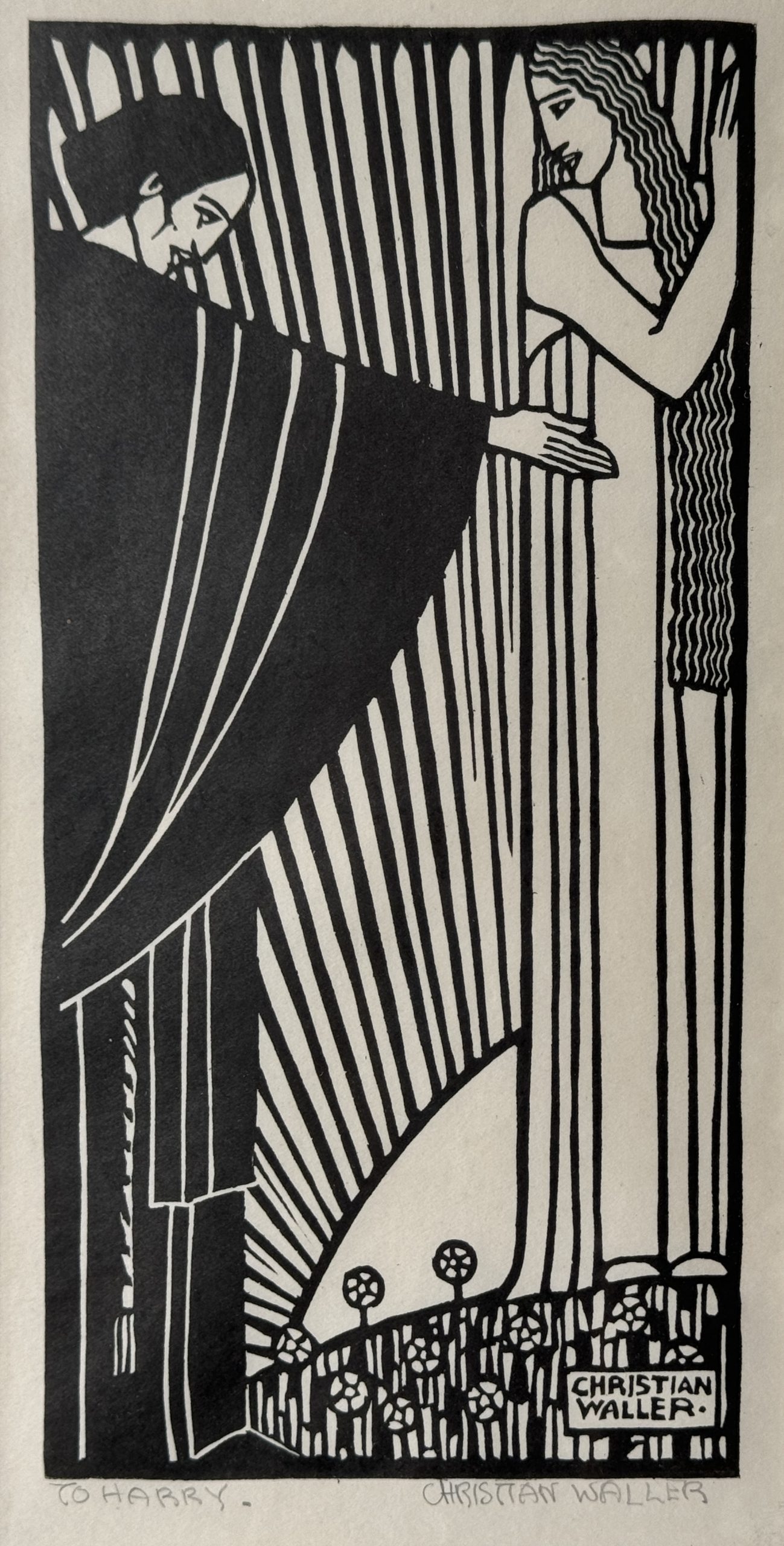 Perhaps it Was the Dark Held Out His Hand, and Morning Came and Stole His Hand Away</p>
<p>Linocut ed: published 'Manuscript' magazine 1931, 19.5 x 10 cm