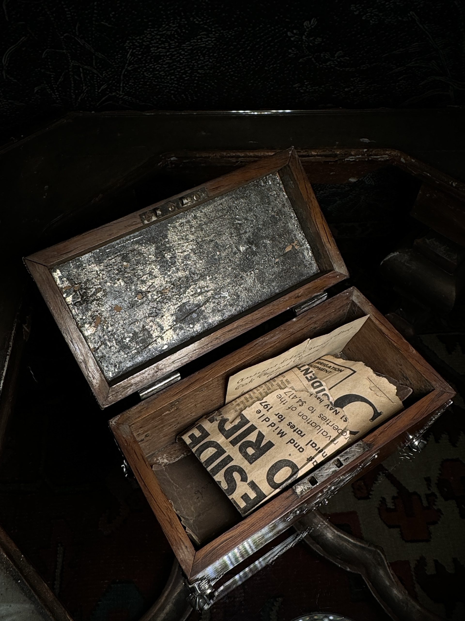 Prince Rupert Box — silver plaque inscription