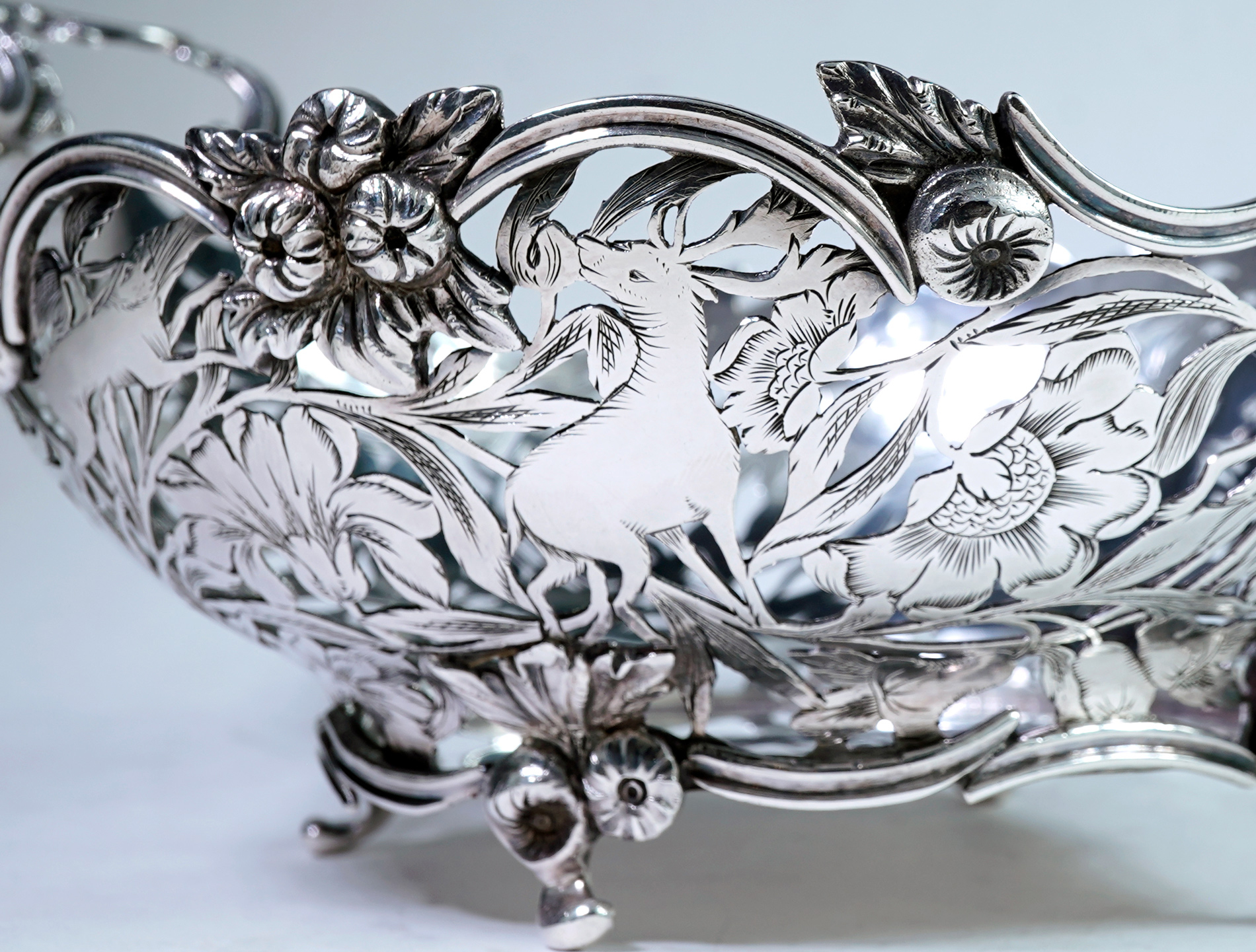 Rococo silver basket — interior view
