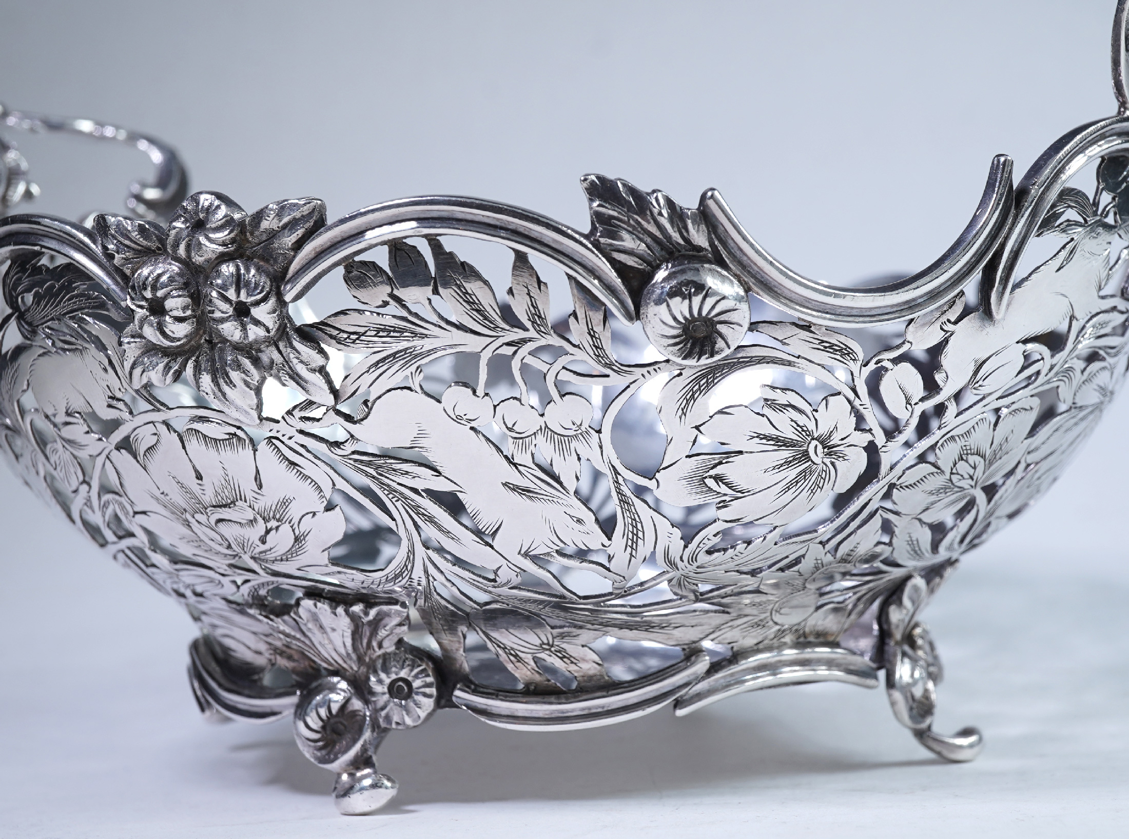 Rococo silver baskets — full set of four