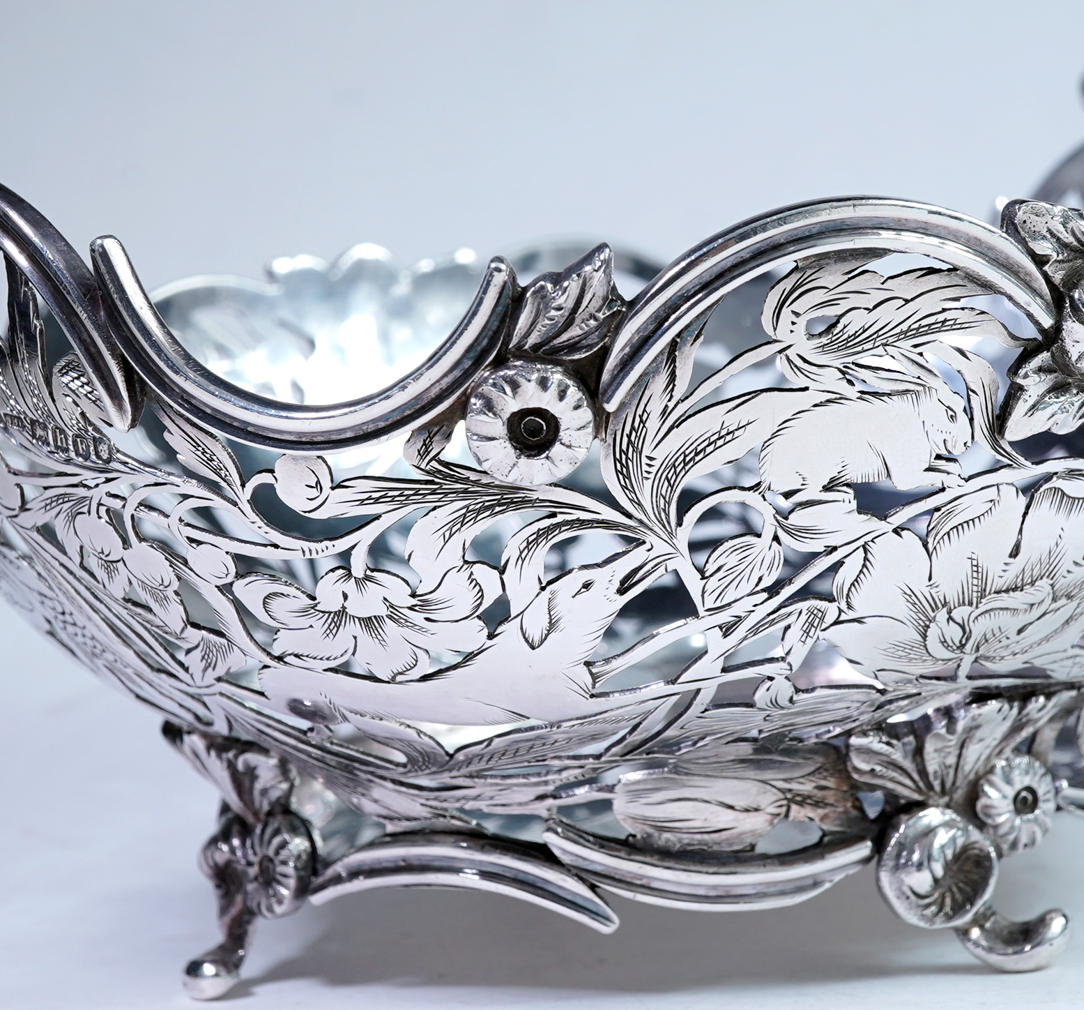 Rococo silver baskets — detail of pierced openwork