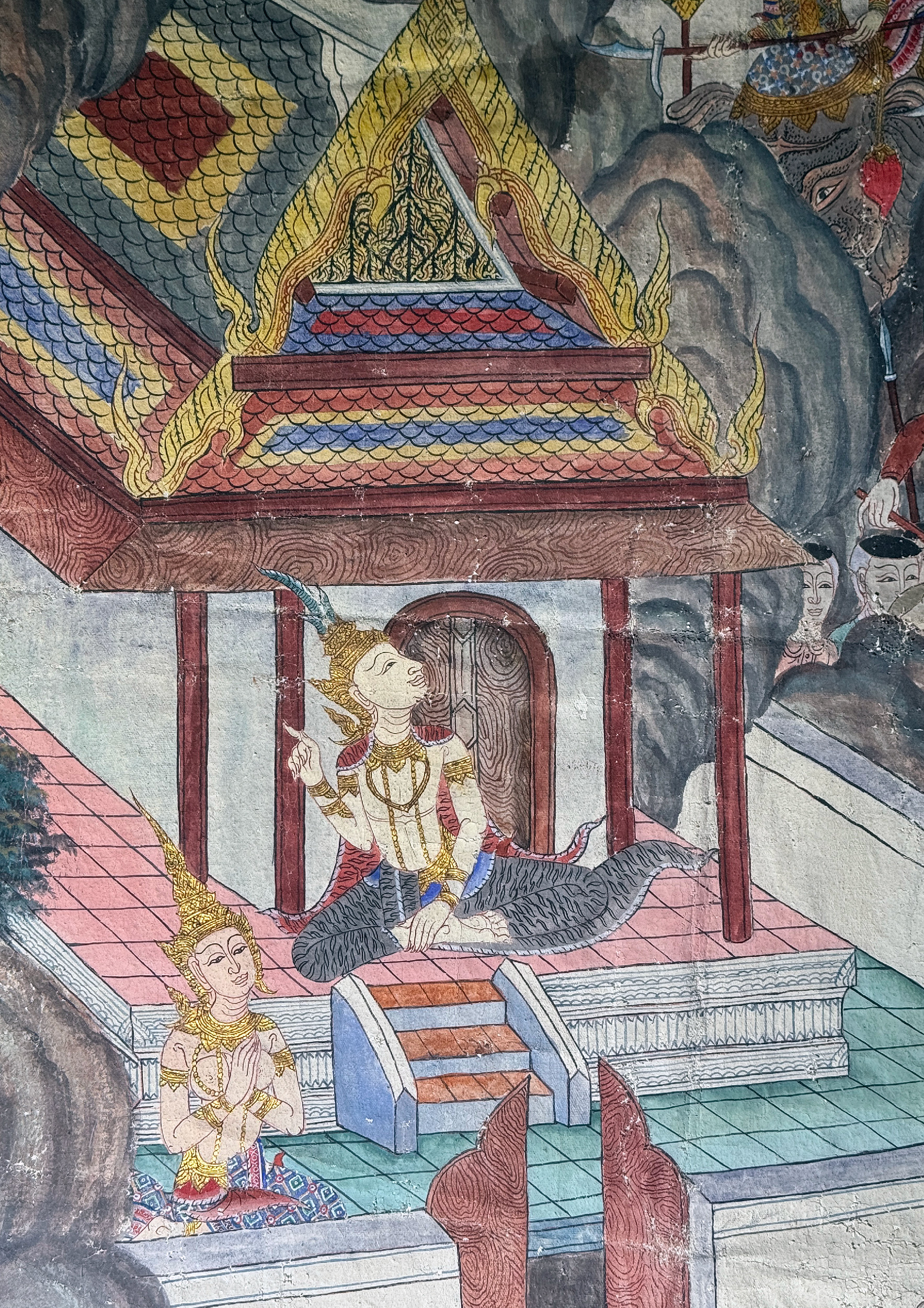 Siamese mural painting — figure and costume detail