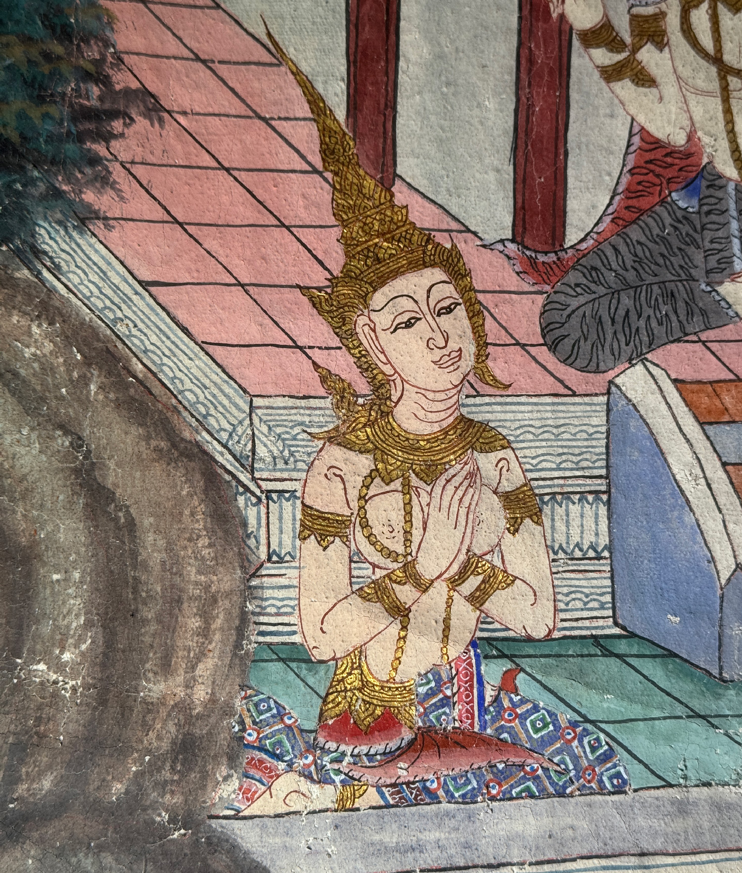 Siamese mural painting — full composition detail