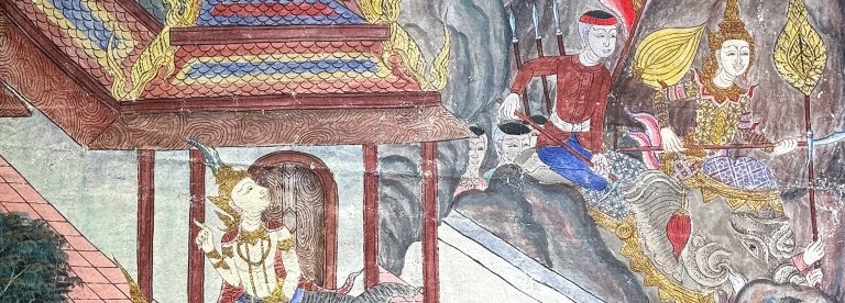 Siamese Buddhist temple mural-style painting c. 1850