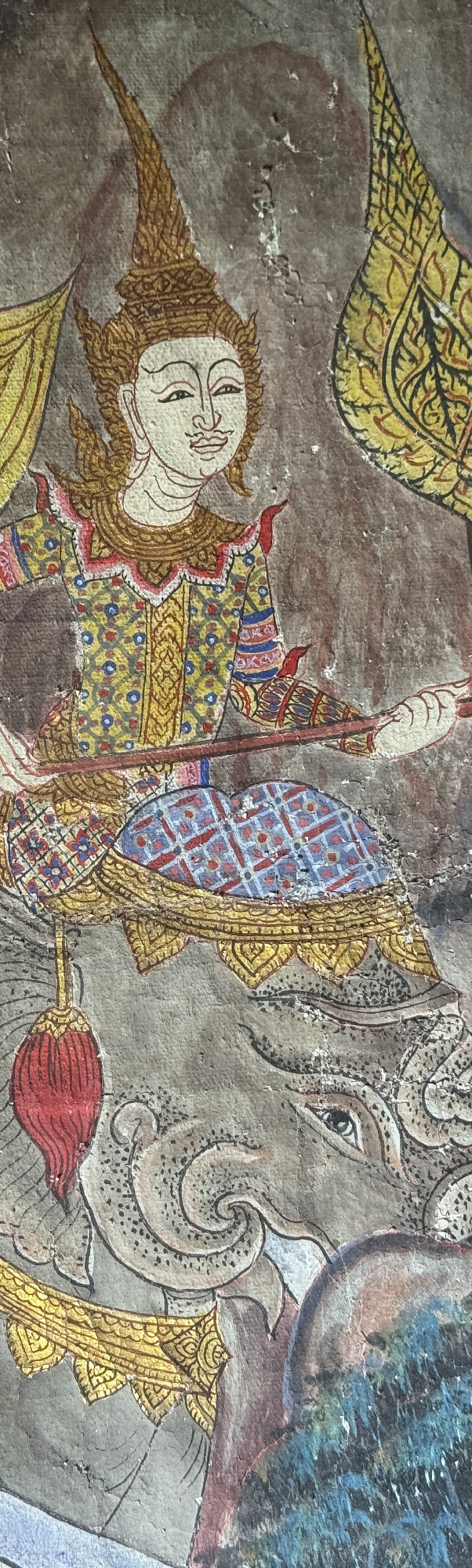 Siamese mural painting — right panel detail, elephant hunt scene