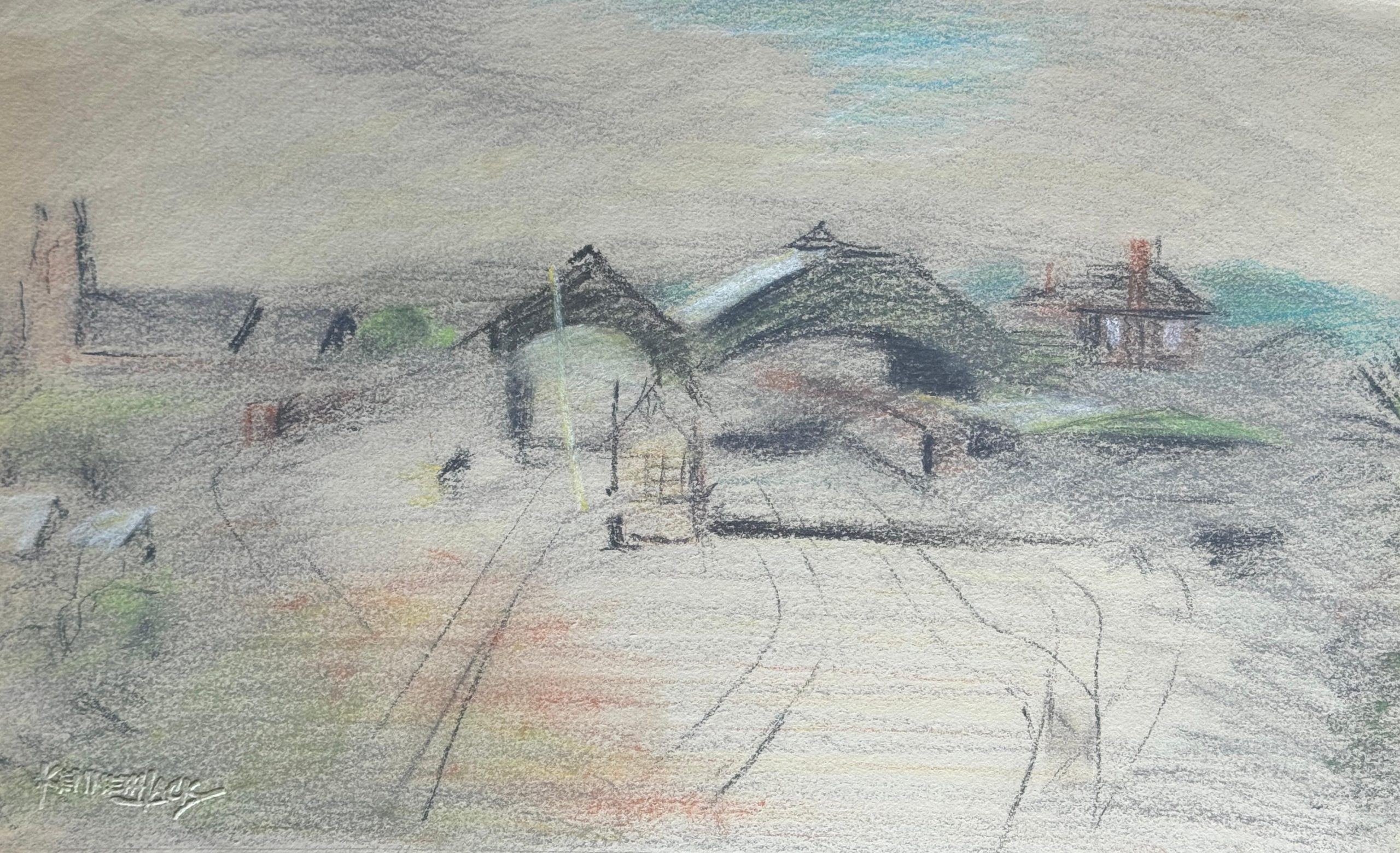Kenneth Jack — Geelong Station, colour pastel study, 1939