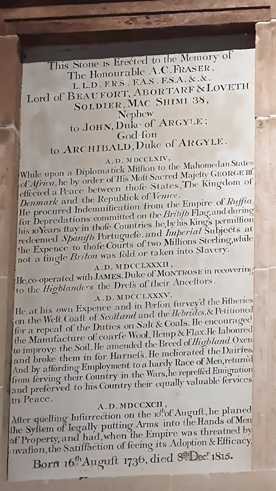 Archibald Fraser memorial, Wardlaw Mausoleum, Kirkhill, Highland, Scotland