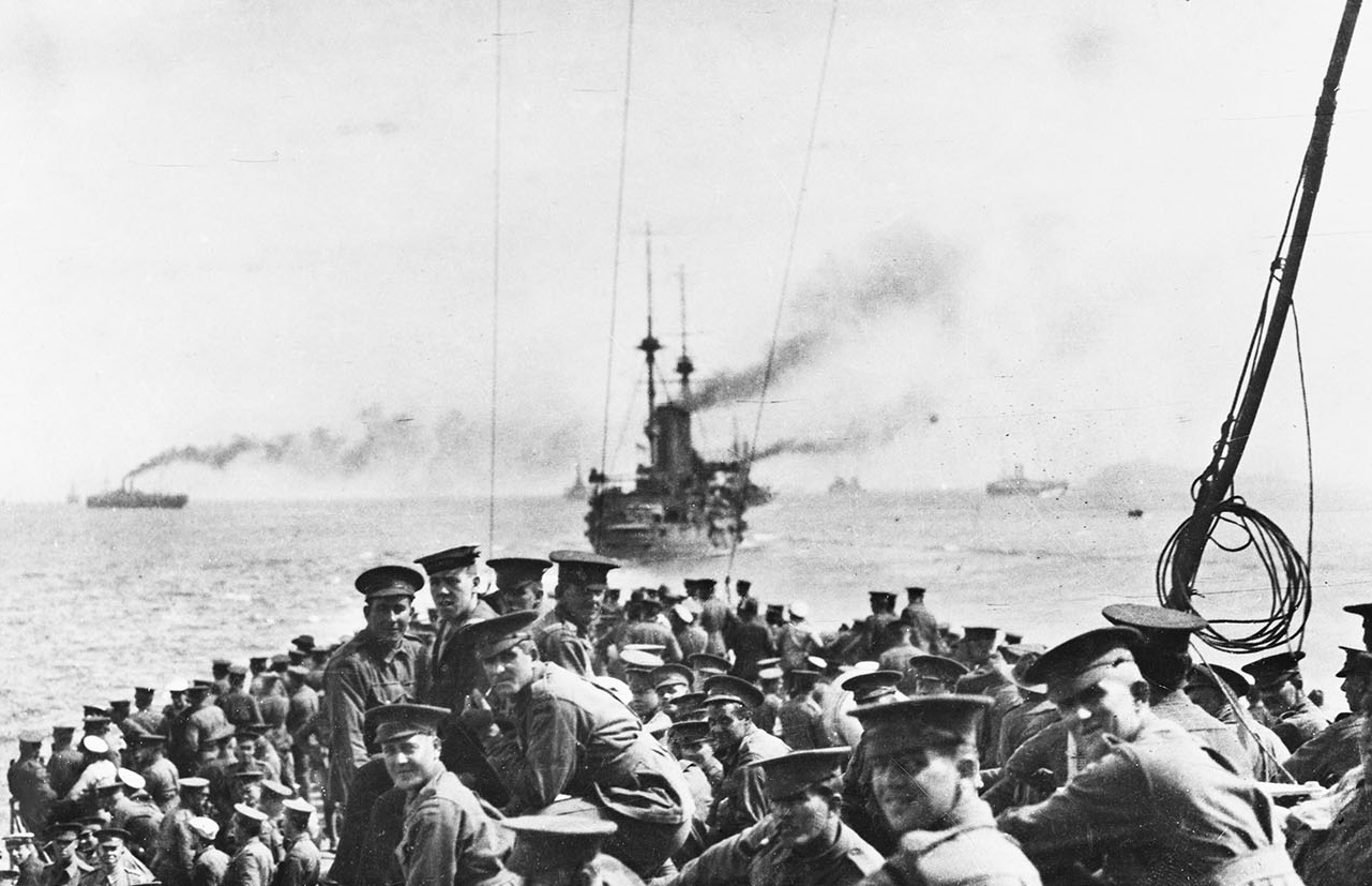 Australian troops heading to Gallipoli, April 1915