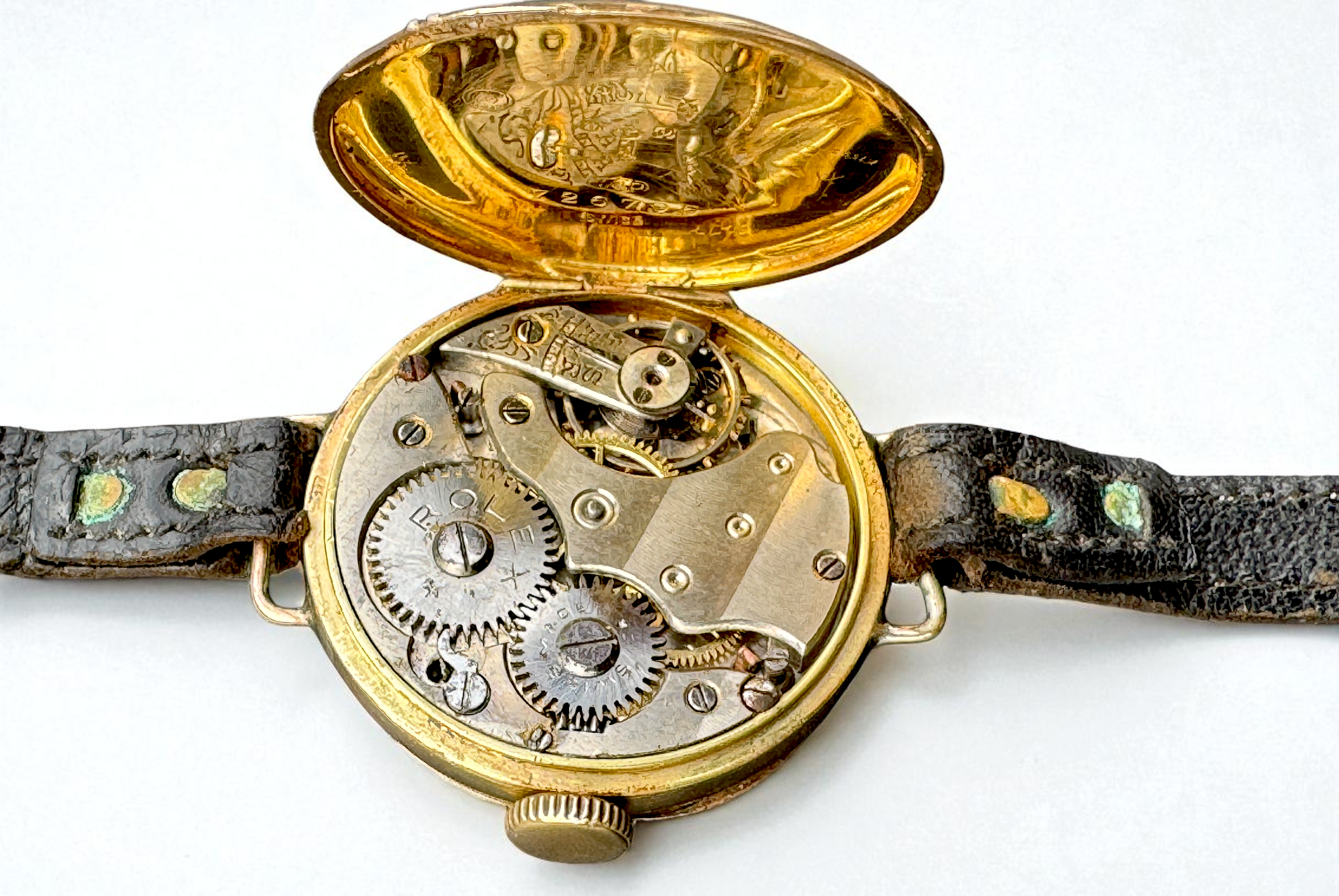 Rolex trench watch — case and dial detail