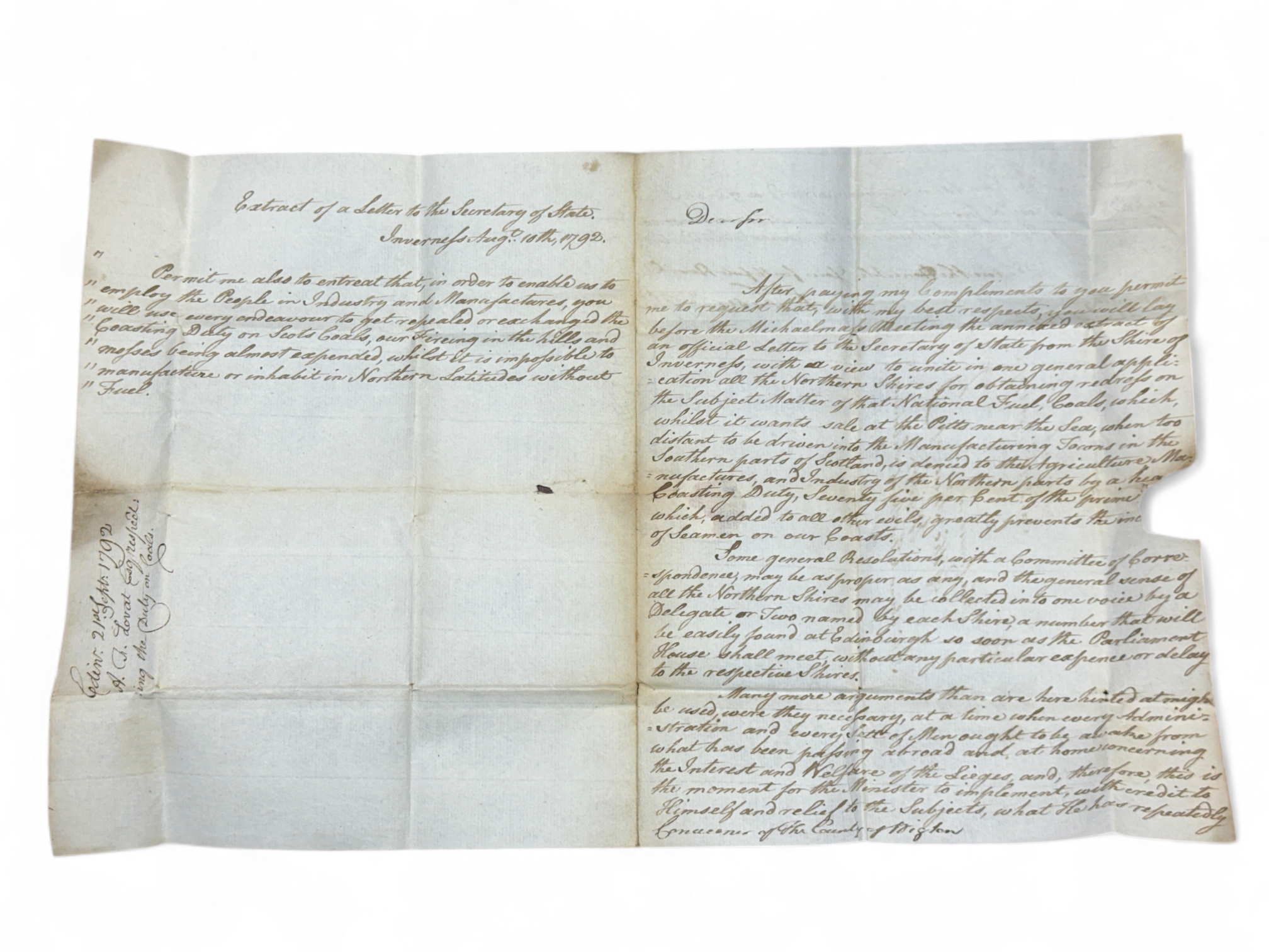 Fraser letter — presentation, front
