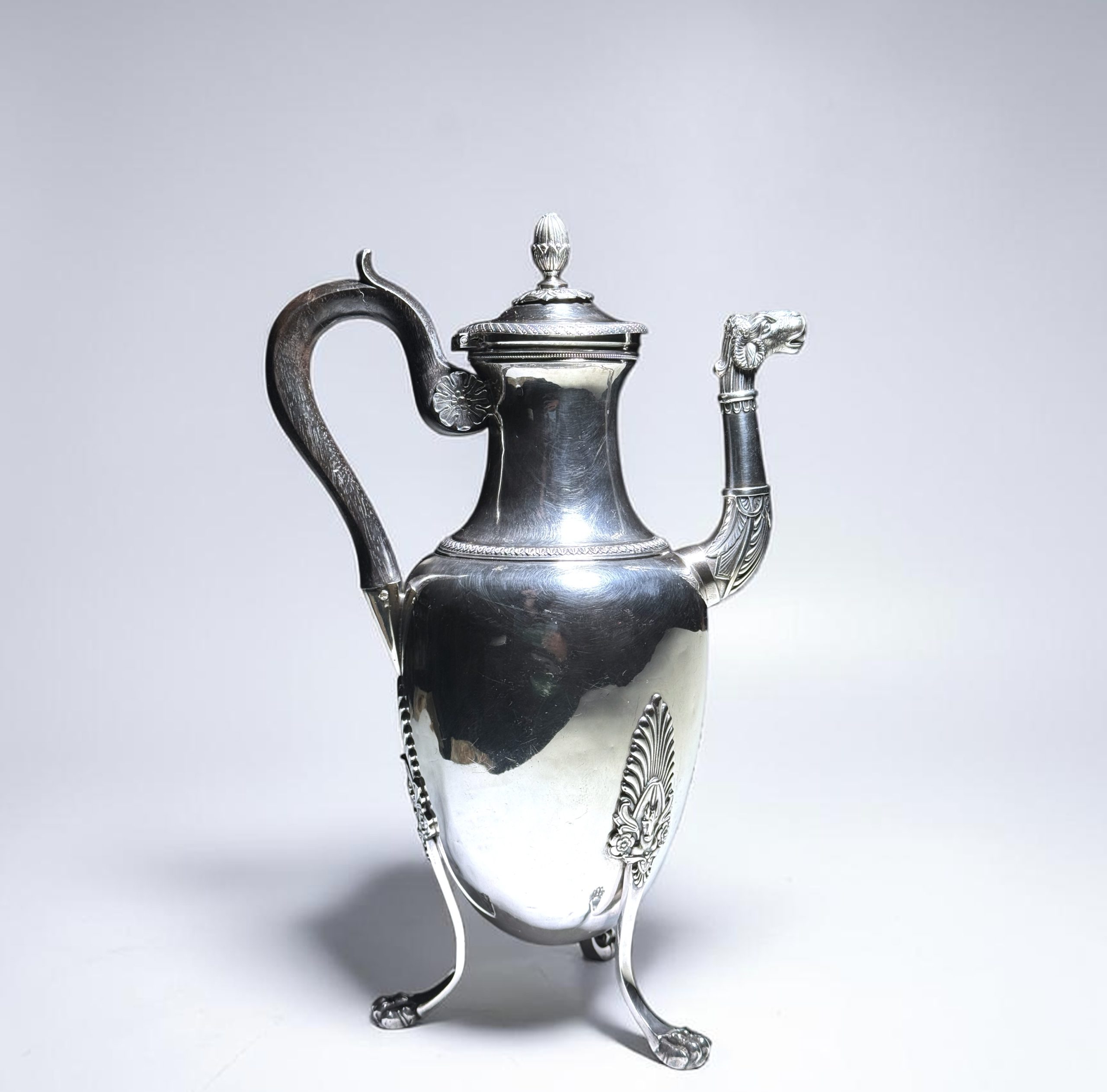 French First Empire silver coffee pot by Naudin Frères