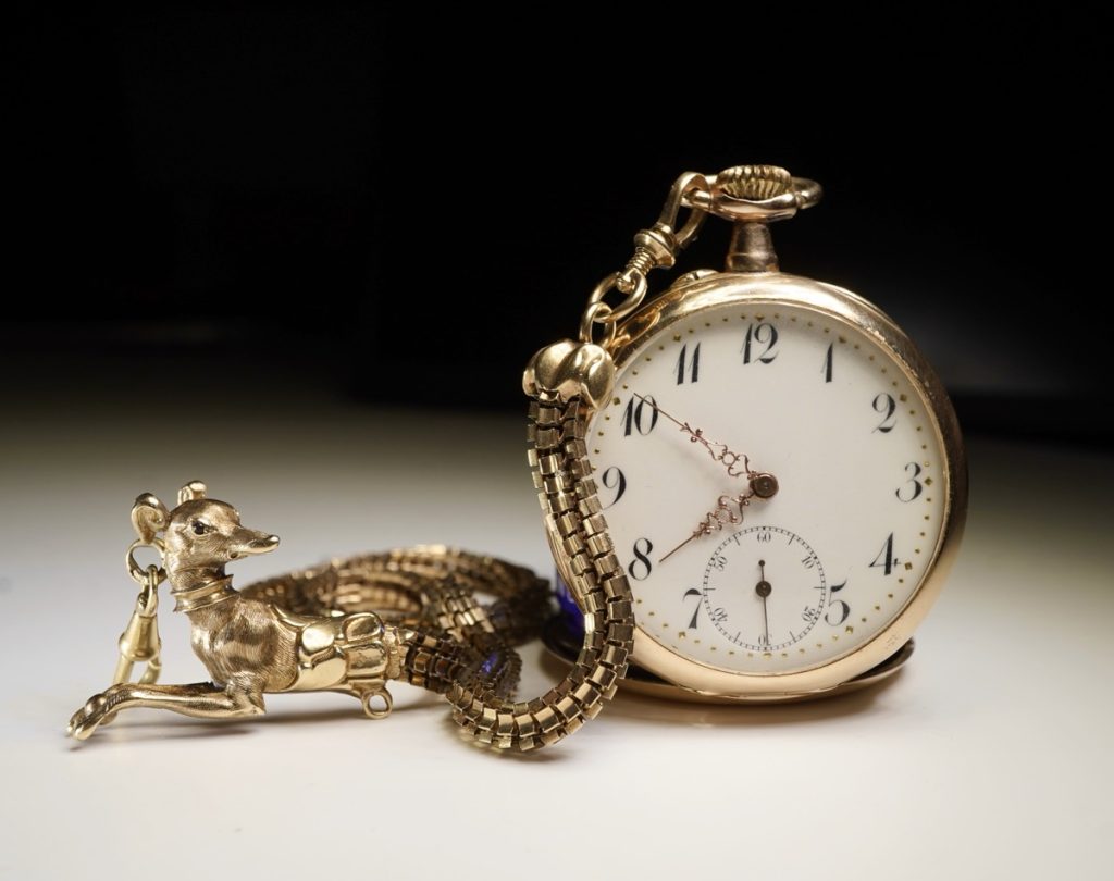 Gold Dog Albert & Pocketwatch
